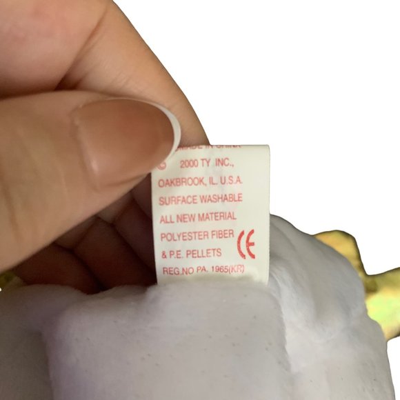 RARE HALO II Angel Bear TY Beanie White Gold Wings Brown Nose PE Pellets 2000 - Picture 6 of 7